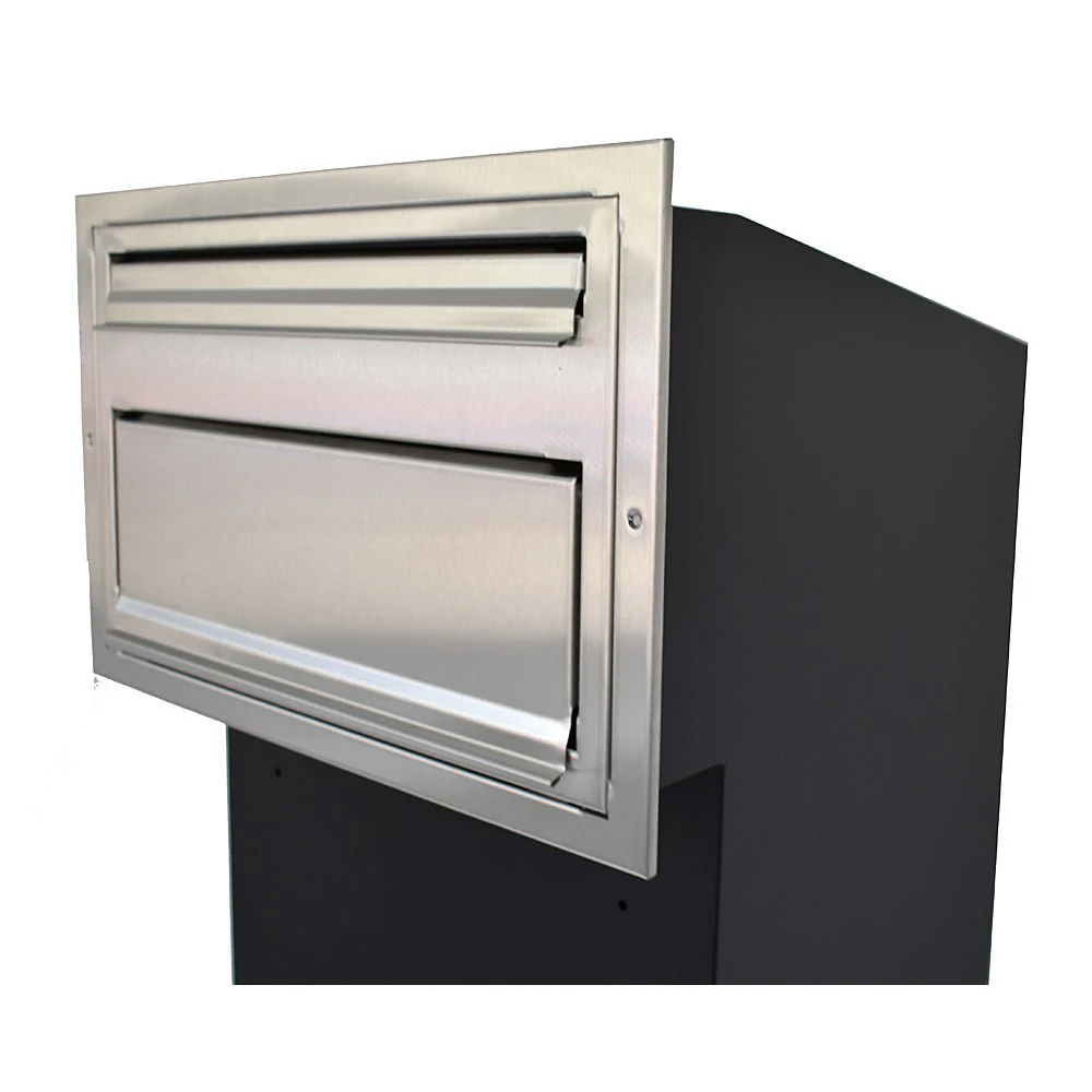 Outdoor Parcel Box for Gates & Fences – Rear Access – Sigma Stainless Steel Front - Black - Image 14