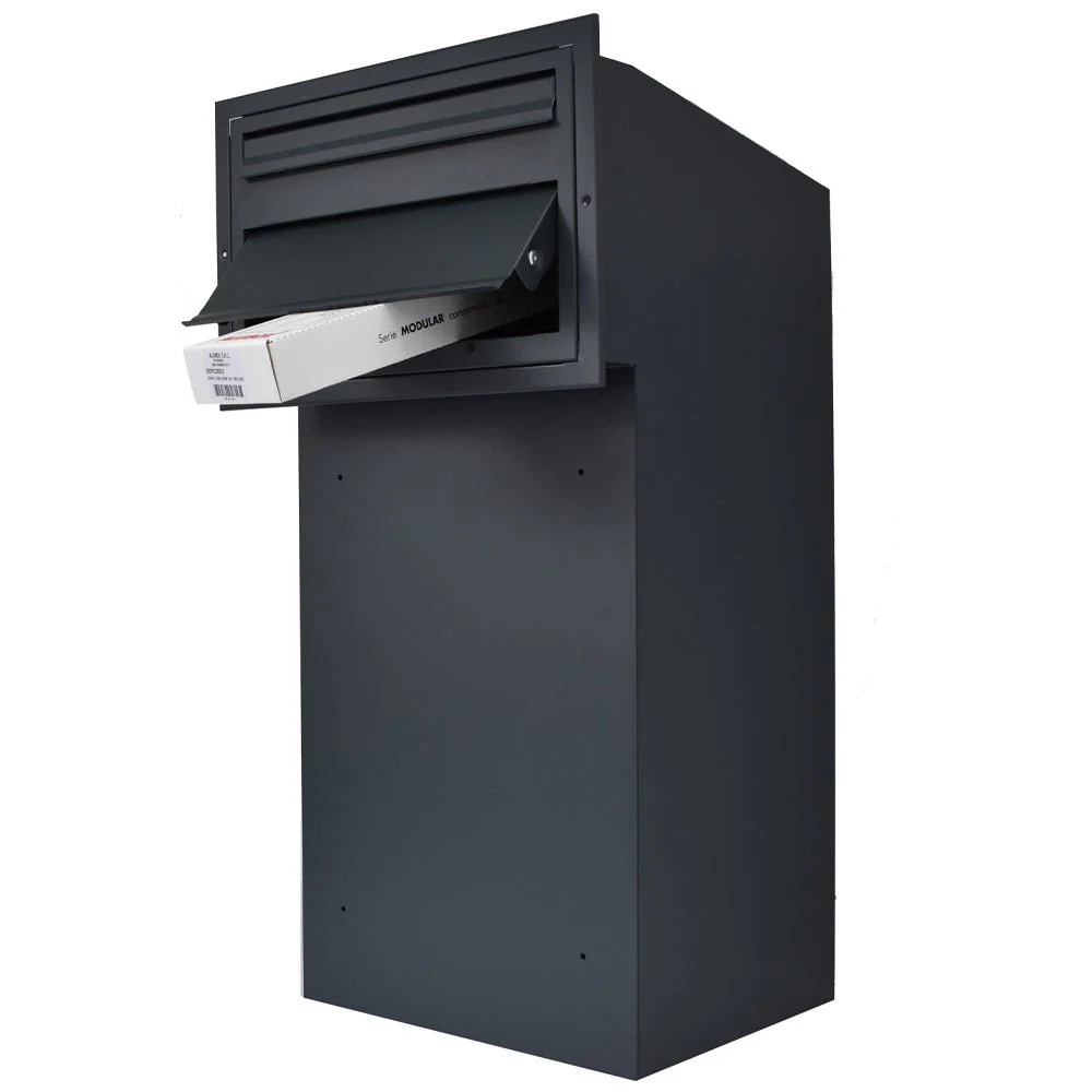 Outdoor Parcel Box for Gates & Fences – Rear Access – Sigma Stainless Steel Front - Dark Grey - Image 17